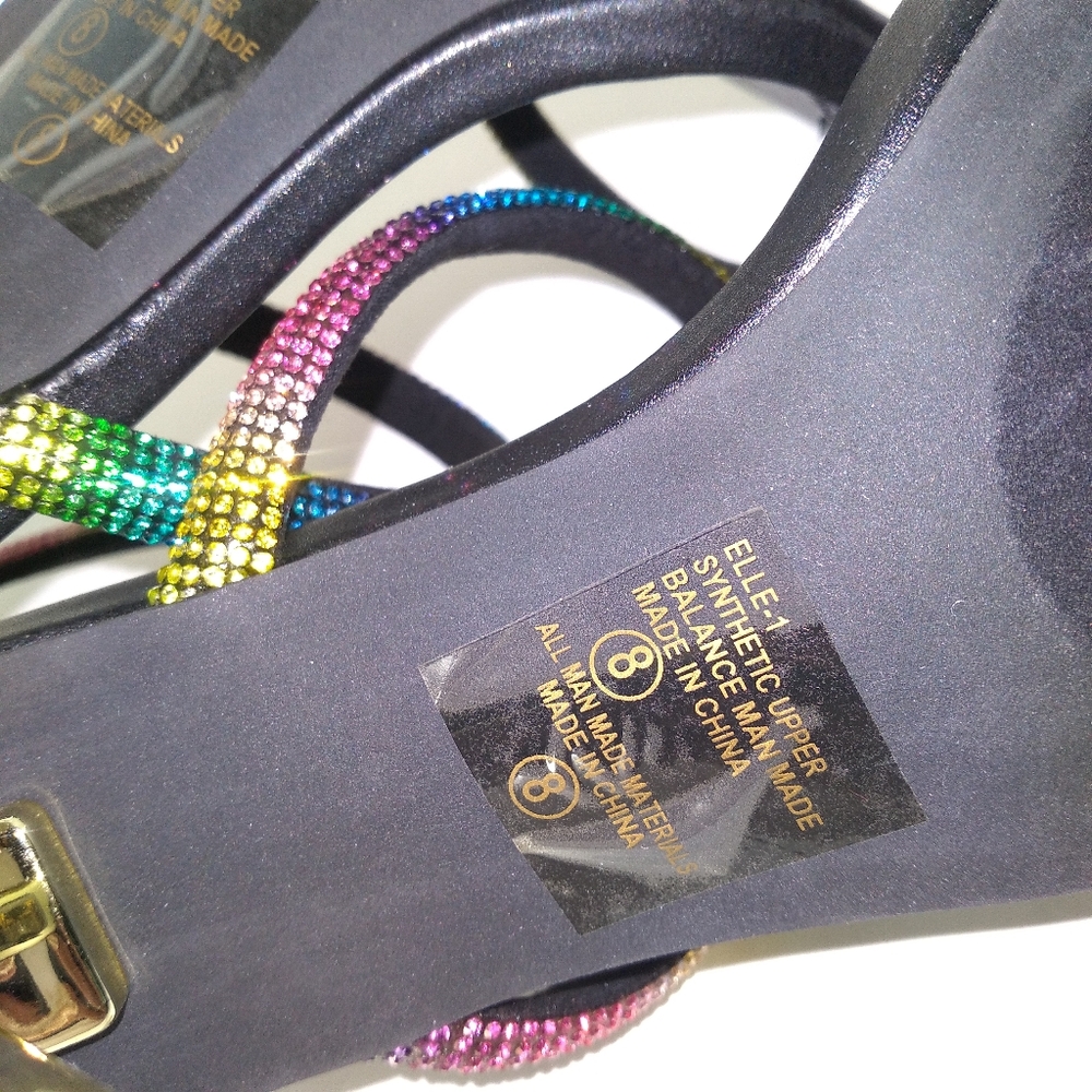 Chase + Chloe Women's Black/Multicolor 3 Strap Zip Up Heels Size 8 - Picture 10 of 10